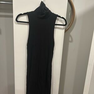 Zara black turtleneck sleeveless ribbed dress